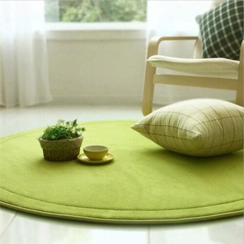Round carpet thickening bedroom bedside blanket children crawling mat coral velvet solid color floor mat carpet blue brown green