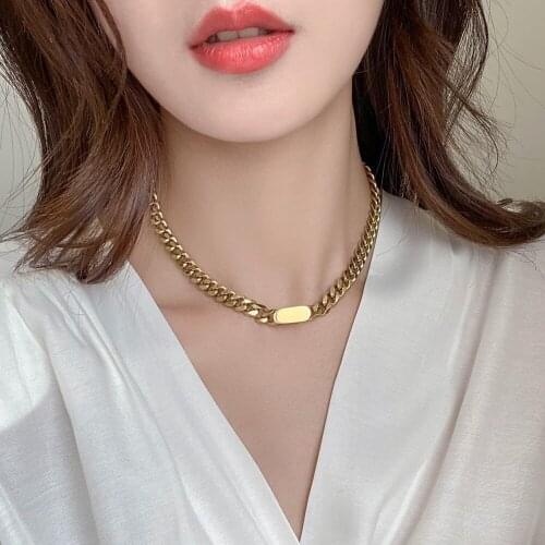 FIREBROS 8mm 18" Gold/Silver Color Stainless Steel Heavy Chunky Chain Choker Necklace Women Luxury Hip Hop Jewelry Free Shipping