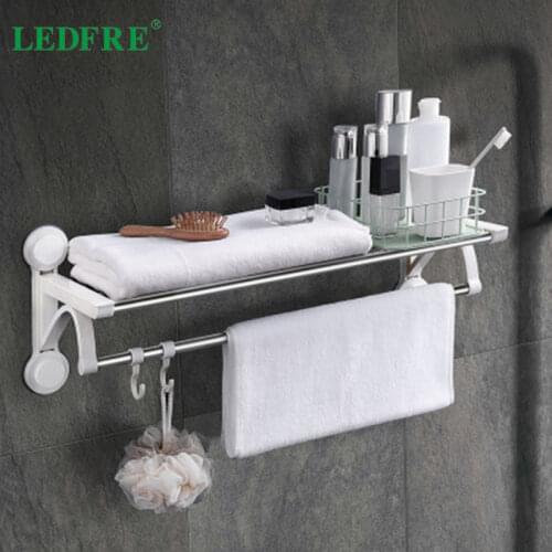 Punch-free Stainless Steel Suction Cup Toilet Nail-free Plastic Towel Rack Double-pole Double-layer Bathroom LF68005