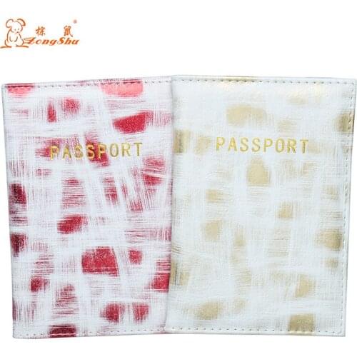 Red Color printing Fashion and standard size passport cover waterproof solid pu leather passport holder with traveling