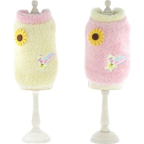 Autumn Clothes for Dogs Bichon Rainbow Flower Puppy Coat dog Cat Clothes Fleece Lining