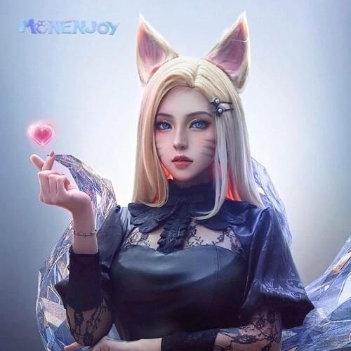 Monenjoy New LOL KDA Ahri Cosplay WIG Game League of Legends Baddest K/DA Cos Hair