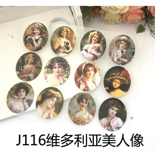 Vintage Beauty Print Patches Offset Press Film Iron-on Cloth Materials Offset PET Transfer Sticker DIY 14x22cm Scrapbooking