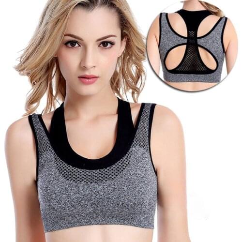 Fake Two Piece Sports Bras Women Crop Workout Tops Breathable Running Fitness Yoga Vest Seamless Underwear Push Up Bralette I18