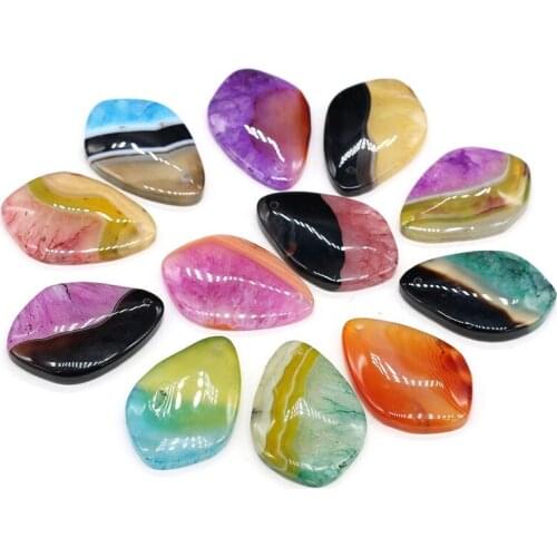 Charms Natural Stone Pendant Diamonds Two-color Agates Pendant Necklace For DIY Jewelry Best Birthday Gift Size 30x45mm