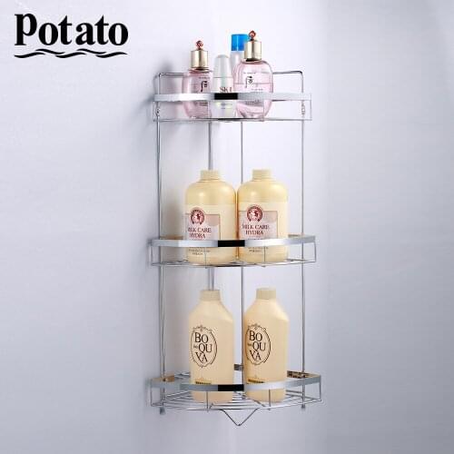 Potato Bathroom Shower Shelf Corner Shampoo Soap Cosmetic Basket Holder Hot Sale 2 Layer Triangular Rack Storage Organizer p329