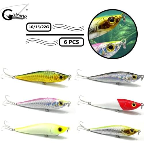 Gaining 6pc 6.5cm/10g 8cm/15g 9.5cm/22g variable sinking Vib Pencil Bait pencil Fishing lure good fishing tackle wobblers