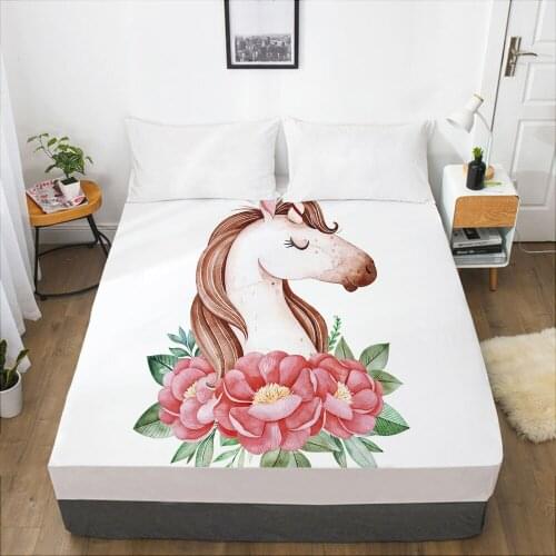 Luxury Elastic fitted sheet bed sheet With An Elastic Band Mattress Cover 150x200/160x200 Bed cover for home Nordic unicorn