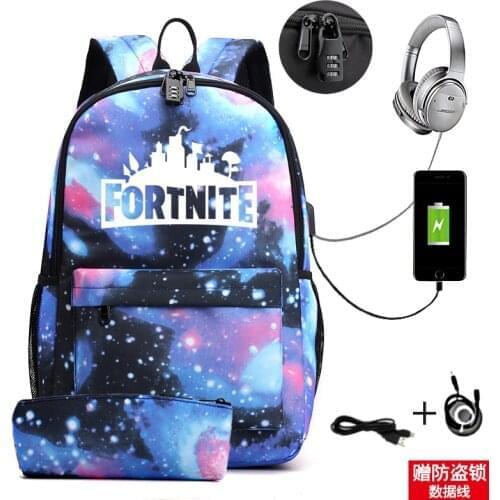 Fortnite Anti Theft USB Charge Backpack Waterproof Women School Bag Bagpack School Bags Teenage Girls Boys Travel Bag Book Bags