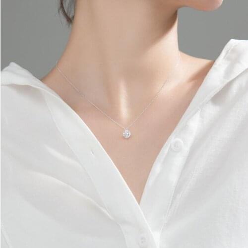Silver Pendant Necklaces 925 Sterling Silver Chain Necklaces with Cubic Zirconia