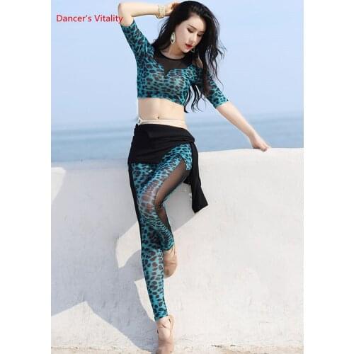Belly Dance Practice Suit Autumn and Winter Leopard Pants Red Oriental Dance Practice Suit Performance Dress Female Dance Wear