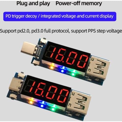 Type-C Fast Quick Charging Module Digital Voltmeter Ammeter Voltage Current Meter PD2.0 3.0 Trigger USB Tester Charger Doctor