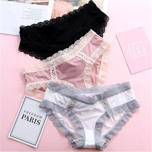 Japanese girls underwear pure cotton stall milk silk traceless Waist Xia briefs Thin T4127