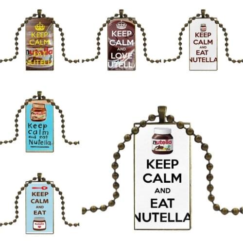 Keep Calm And Eat Nutella For Women Jewellery Bronze Color Glass Cabochon With Rectangle Shaped Pendant Choker Necklace