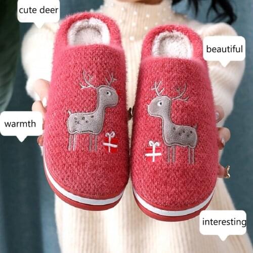 Ladies Cotton Slippers 2020 Winter Christmas Snowman Couple Flat Shoes Casual Comfortable Short Plush Home Warm Womens Slippers