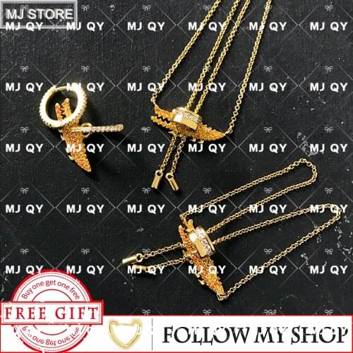 Crocodile Earrings 925 Sterling Silver Adjustable Bracelet Necklace Orange Color Girl Luxury Brand Monaco For Women Jewelry Gift