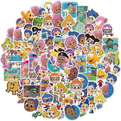 10/30/50/100pcs Bubble Guppies Cartoon Stickers Childrens Enlightenment Toy Decals DIY Laptop Luggage Fridge Notebook Sticker
