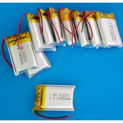 Lot 10 pcs 3.7V 400mAh 702030 lithium polymer lipo Rechargeable battery Lion for MP3 MP4 GPS bluetooth headset camera 7*20*30mm