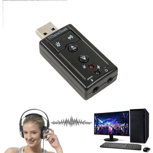 10pcs/lot External USB Sound Card USB2.0 Virtual 7.1 Channel Stereo 3.5mm Headphone Audio Adapter Micphone Sound Card