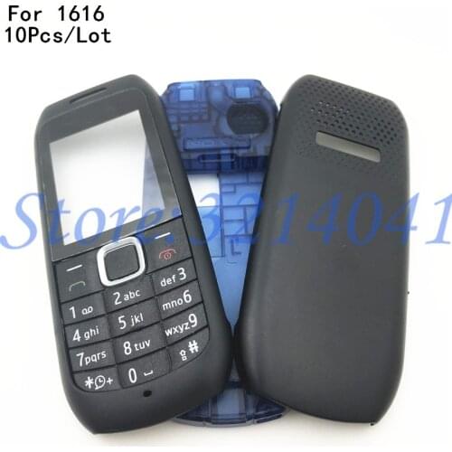 10Pcs/Lot Top Quality Full Housing For Nokia 1616 New Facing Cover+Front Middle Frame cover +Back housing Case+English keypads