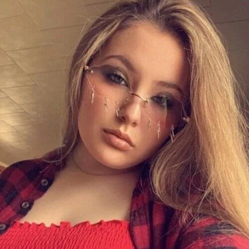 2021 Vintage Personality Rimless Sunglasses Women Men Cloud Shapes Sun Glasses Outdoor Funny Sunglasses Brand Design Gafas