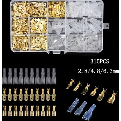 315Pcs Insulated Male Female Wire Connector 2.8/4.8/6.3mm Electrical Wire Crimp Terminals Spade Connectors Assorted Kit