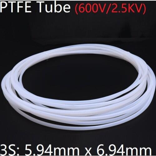3S 5.94mm x 6.94mm PTFE Tube T eflon Insulated Rigid Capillary F4 Pipe High Temperature Resistant Transmit Hose 600V White
