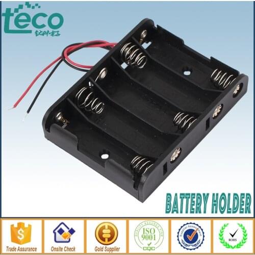 4pcs/lot 5 AA Battery Storage Box Wired Battery Case Holder Plastic TBH-2A-5A-W