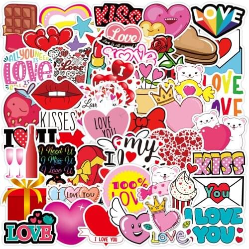 50Pcs Valentines Day Waterproof Stickers