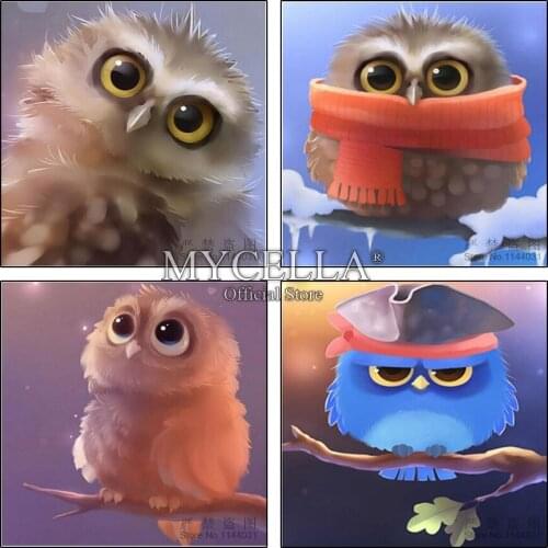 5D Diy Diamond Painting Full Round Drill Diamond Embroidery Cross Stitch Diamond Embroidery Animal Owl Mosaic Home Decor Crafts