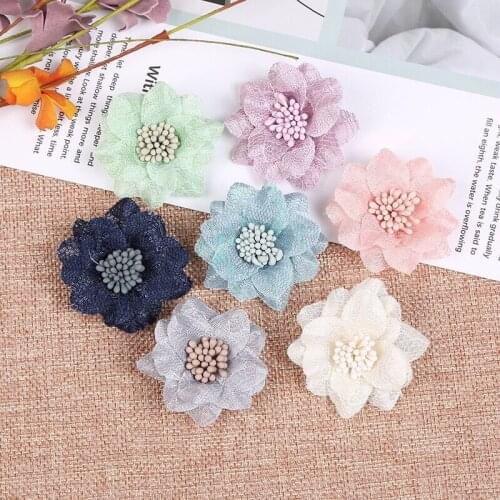 7PcsDIY 3D Flower Patch Flower Applique Fabric Patches for Clothing Dress Flowers Hair Clothes Ornament Craft Supplies