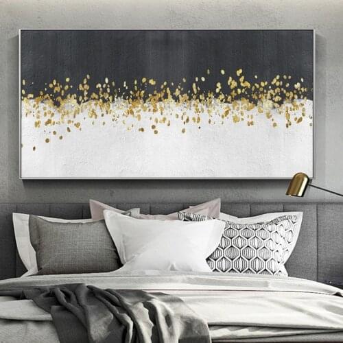 Abstract Black White Dancing Star Canvas Prints Golden Decorate Posters Picture On Modern Canvas Wall Art For Living Room
