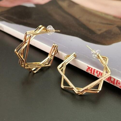 Big Metal Geometric Stud Earrings Fashion Earring For Women 2021 Statement Party Jewelry Accessorie UKMOC