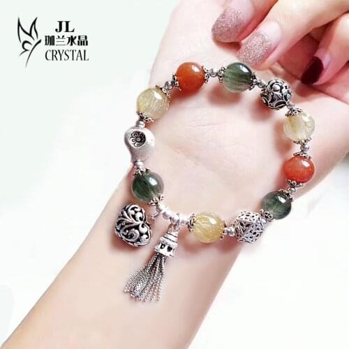Hair hair crystal crystal 925 sterling silver contracted cold wind ancient tassel bracelet girl a birthday present