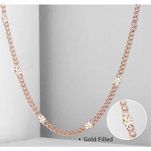 3mm Womens Girls Necklace Curb Cuban Chain 585 Rose Gold Filled Necklace Fashion Jewelry 50cm 60cm DCN12