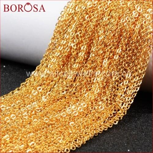 BOROSA 16'' Gold/Silver Color Chains For Connector Chains Finished Jewelry Chain Necklace Finding for Connectors PJ007