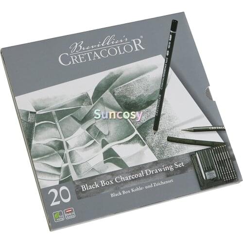 CRETACOLOR 400 30-Black Box 20-Piece Charcoal Set,For Sketching, Drawing and Executing