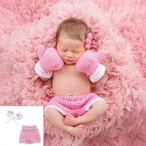 Baby Crochet Photography Props Shoot Newborn Photo Cool Boy Girl boxer Costumes Infant Pants Clothing Set 0-3month