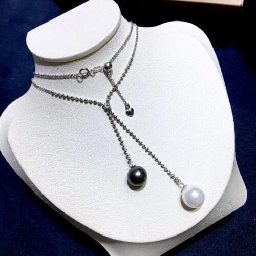 TWO PEARLS 925 Sterling Silver Necklace Chain with Pendant Findings Base Jewelry Parts Fittings for Pearls Corals Jades Stones