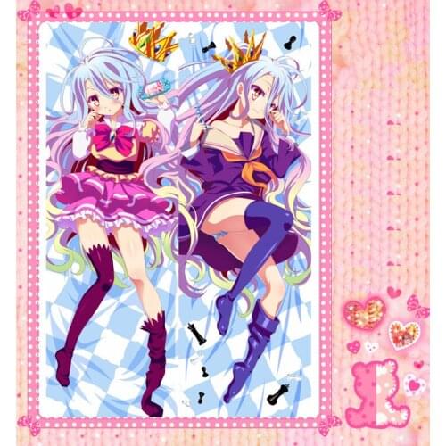 Anime Cartoon No Game No Life Double-Sided Bolster Hugging Pillow Case Cover Pillowcase Peach Skin 2 Way / WT No.6011