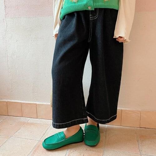 2021 Korea style girls boys denim pants autumn fashion kids long jean pants 2-7 years