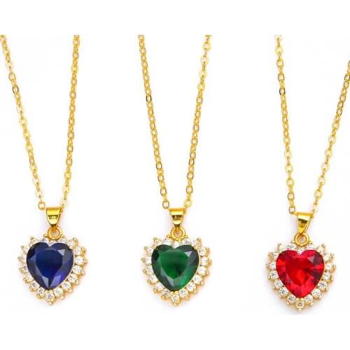 Elegant Heart Rhinestone Necklace for Women Luxuery Gold Plated Crystal Necklace Charm Women Cocktail Party AAA Zircon Jewlery