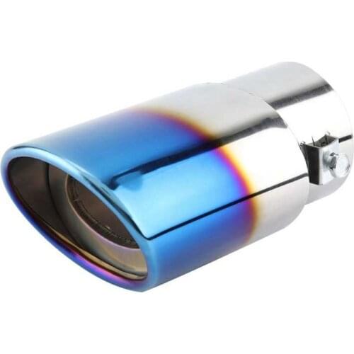 Chrome Blue Stainless Steel Universal Car Straight Exhaust Pipe Rear Muffler Tip Tail Throat