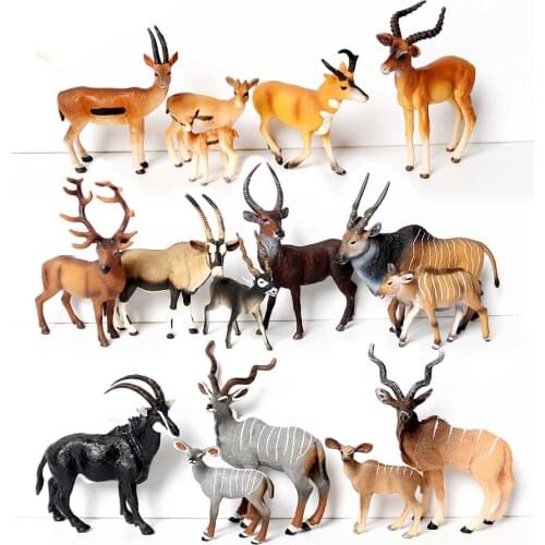 Simulation Wild Forest Animal Antelope,Gazelle,Kudu,Argali,Blackbuck Action Model Figure Figurines Learning Party Favors Toys