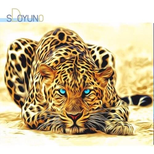 SDOYUNO 60X75cm DIY Paint By Number Leopard Oil Painting By Numbers On Canvas Animals Frameless Handpaint Drawing By Numbers