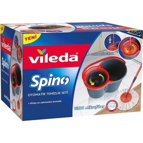 Original Vileda Spino Automatic Cleaning Microfiber Mop and Bucket Set Office Home Appliances Perfect Use on Tiles Wood Laminate