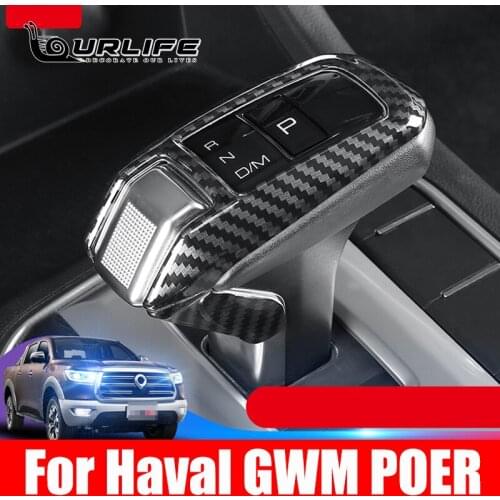 GWM Ute Pickup Gear Shift Knob Cover Shift Head Carbon fiber Sticker for Great Wall POER AT Accessories 2020 2021