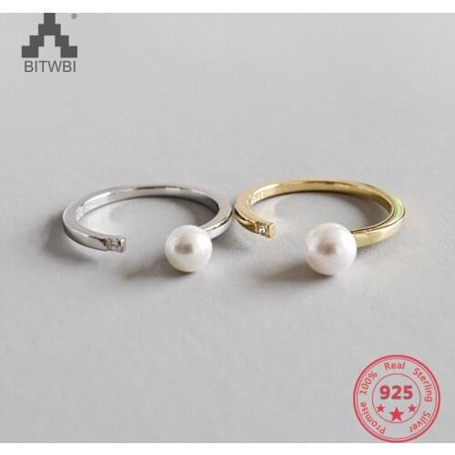 925 Sterling Silver Rigns New Designer Fashion Concise Beads Ring Micro Inlay Pearl Opening Ring