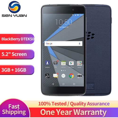Original Unlocked BlackBerry DTEK50 4G LTE Mobile Phone Refurbished 5.2'' Octa-Core 13MP 3GB+16GB BlackBerry Neon Cellphone
