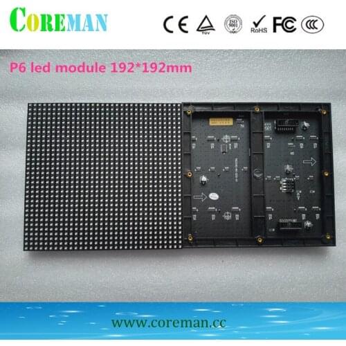 P6 led mdoule 192*192mm 32*32 pixel indoor stand advertising video led billboard p6 led panel